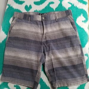 Men's Blue and Gray Striped Retrofit Brand Shorts